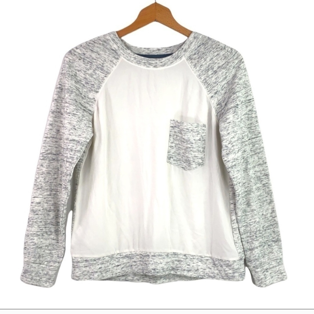 Lou & Grey Heathered Sweatshirt with Navy Trim